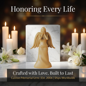 Urna Funeraria de Cerámica con Diseño de Ángel Llorón, para Cenizas, Recuerdo Conmemorativo, Porcelana, Biodegradable y Ecológica, Venta al Por Mayor - Product Image 2