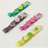 Collier pour chien et chat de luxe personnalisé avec logo, en polyester enduit de PVC souple, imperméable, réglable, avec boucle transparente et anneau en D