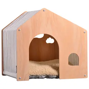 Luxus umwelt freundliche tragbare große Haustier Holz Hunde Hausbett Multifunktions-Outdoor-Katzen bett für Kleintiere wirtschaft lich billig - Product Image 1