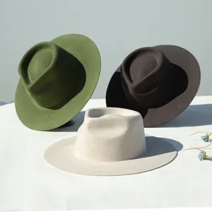 Linglong Custom 100% cappello in feltro di lana australiano corpo rigido cappello a tesa larga cappelli Fedora all'ingrosso per le donne