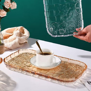 Plateau à fruits en <span class=keywords><strong>verre</strong></span> transparent épaissi, plateau de service <span class=keywords><strong>rectangulaire</strong></span>, plateau de présentation pour la maison, le salon, la cuisine, les desserts, les collations, les gâteaux - Product Image 3