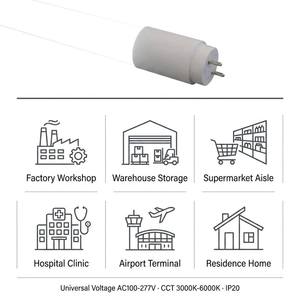 High Lumen T8 <b>LED</b> <b>Tube</b> Light 4FT 120lm/W PC+Aluminum Body Ra>80 IP20 AC100-277V 2-Year Warranty Commercial Lighting - Product Image 4