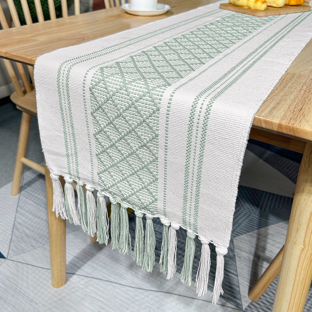 Runner da tavolo in stile nappa multi-diamante verde acqua chiaro