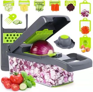Couteau à légumes multifonctionnel 15 en 1, double usage, écologique, en acier inoxydable, design moderne et simple, pour couper et hacher les légumes - Product Image 1
