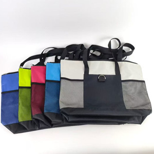 Sac fourre-tout en tissu Oxford 46x32x12cm avec grande poche horizontale en maille vert noir - Product Image 2