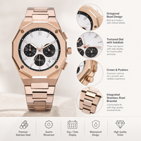 Reloj de Pulsera Analógico Personalizado con Caja Redonda Impermeable al por Mayor, Reloj de Acero Inoxidable con Movimiento Seiko VD53 para Hombre