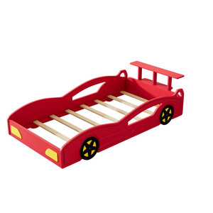 Letto a giorno moderno a forma di auto da corsa in legno, ecologico, con contenitore e ruote, per ragazzi - Product Image 5