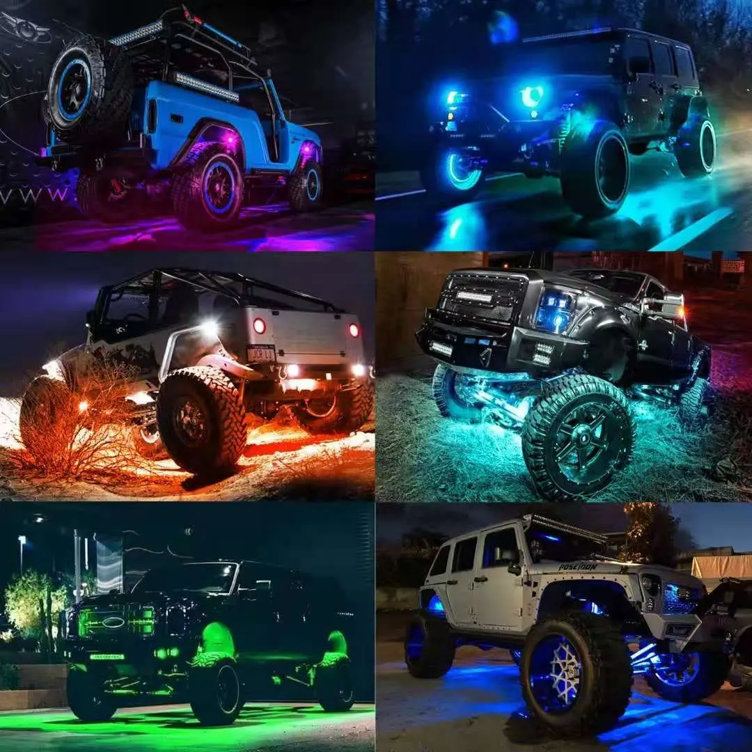 Kingshow Offre Spéciale accessoire de voiture UTV LED Pod 36W Rock Truck systèmes d'éclairage automatique étanche RGBW Rock Light ATV LED Rock Light