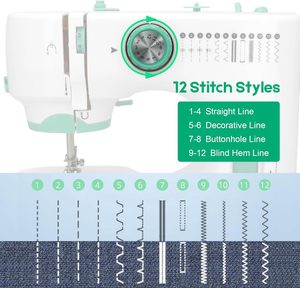 Máquina de Coser Doméstica Mini Ultimate de 12 Puntadas, Máquinas de Coser Eléctricas Portátiles para el Hogar, para Principiantes en la Confección de Ropa - Product Image 5