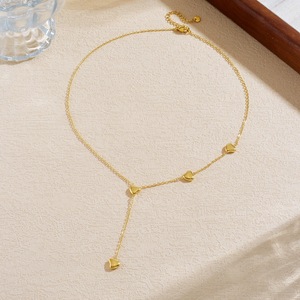 Heart Pendant Necklace Gold Plated Long Chain For Women Everyday Wear - Product Image 3
