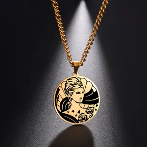 Collier pendentif Aphrodite mythologie grecque couleur or en acier inoxydable, chaîne de cou, bijoux pour hommes et femmes, cadeaux de charme gothique