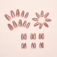ABS French Design Press on Nails 24Pcs Faux Ongles ABS Amande Moyenne Presse sur Ongles Artificiels