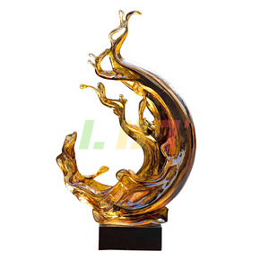 Sculpture en résine Creative Wave, base noire irrégulière et abstraite, pièce d'art décorative pour la maison - Product Image 4