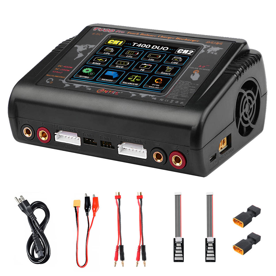 HTRC T400 Pro Lipo Battery Charger DC 400W AC 200W 12A*2 Discharger RC ...