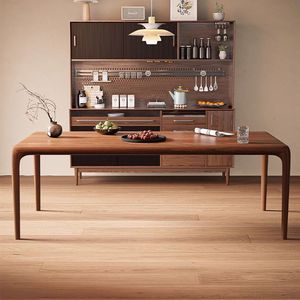 Table à manger GEDO 2026, style américain moderne rétro, en noyer massif noir, avec design carré et circulaire, meubles rectangulaires pour la maison - Product Image 2