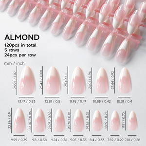 120 <span class=keywords><strong>faux</strong></span> <span class=keywords><strong>ongles</strong></span> à presser courts, couleur nude <span class=keywords><strong>rose</strong></span> ombré, forme amande, en gel souple acrylique, <span class=keywords><strong>rose</strong></span> et <span class=keywords><strong>blanc</strong></span>, brillants, à couverture complète - Product Image 4