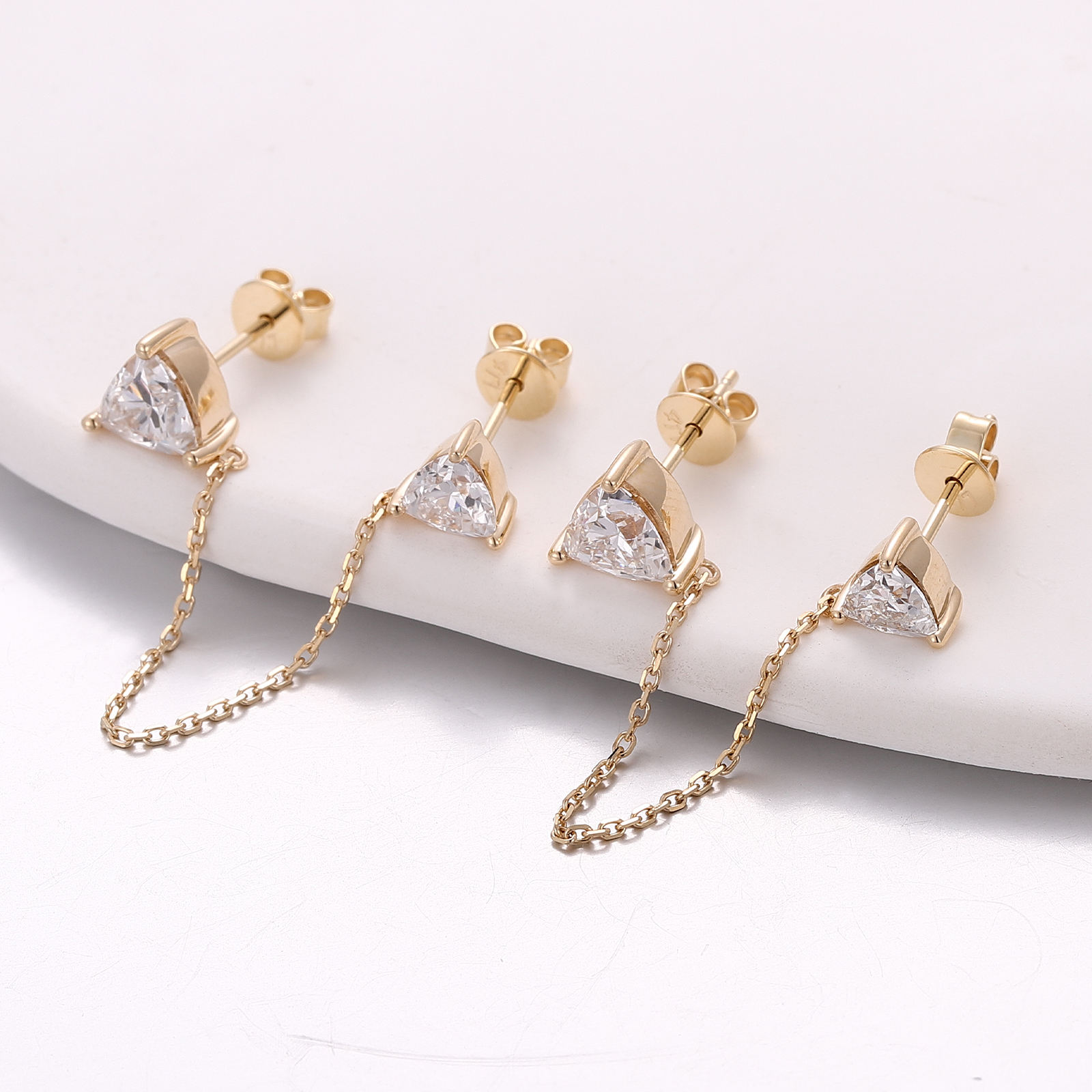 ต่างหูเพชรแล็บ DEF ทอง 18k