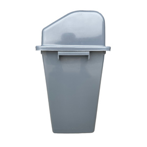 Poubelle commerciale avec couvercle à poussoir, 8 kg, grise, rectangulaire, pour intérieur/extérieur, poubelle à déchets résiduels - Product Image 2