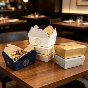 Custom Printed Disposable Ivory Board Folders Takeaway <b>Greaseproof</b> Food Container for Fried Chicken Burger Restaurant Packaging - Product Image 5