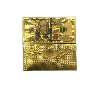Yüksek kaliteli ucuz kişiselleştirilmiş altın folyo promosyon zarf altın $100 abd doları zarf