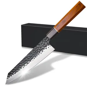 カスタムロゴ8インチ鍛造キリツケナイフマスターシェフ、日本の八角形ハンドルgyutoナイフ