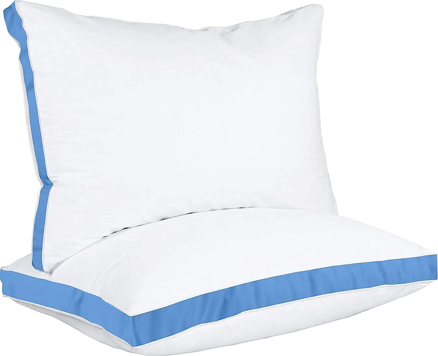 Juego de 2 almohadas de cama para dormir, tamaño Queen (azul), refrigeración de calidad de Hotel, almohada con fuelle para espalda, estómago o lado