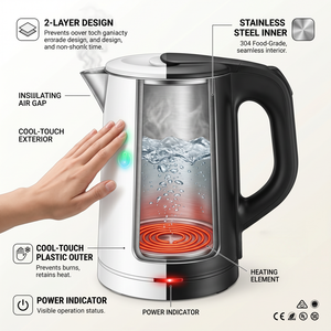 High Quality Cordless Stainless Steel <b>Kettle</b> 0.8L <b>Temperature</b> <b>Control</b> Portable Fast Boil Automatic Shut-off Home Hotel Fast Boil - Product Image 2