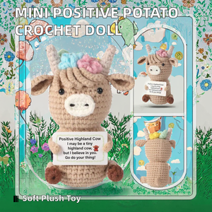 Mini 100 Styles positif pomme de terre Highland <span class=keywords><strong>vache</strong></span> à <span class=keywords><strong>la</strong></span> main inspirant Crochet tricoté poupées en Polyester Durable pour émotionnel - Product Image 2
