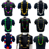 Collier géant de perles Mardi Gras 2026 en gros, rouge, blanc, bleu, pour défilé, carnaval, fête, costume, décoration, accessoires événementiels