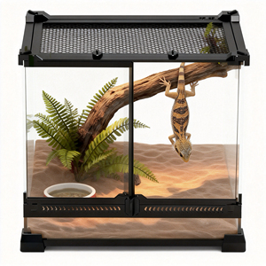 Terrário de Répteis de Vidro Temperado com Porta Dupla, Ecológico e Durável, Vários Tamanhos, Gaiola Exótica para Cobras e Lagartos - Product Image 1