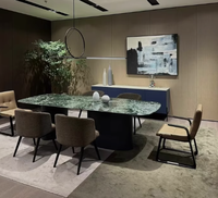Ensemble de table à manger de luxe française haut de gamme en acier et marbre, moderne et extensible, pour villas de luxe