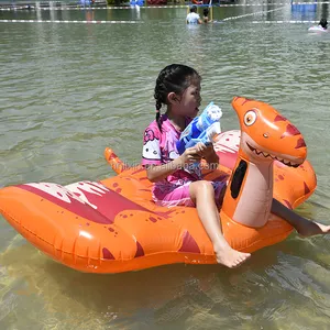 Custom orange pterosaur pool floats for adults swimming floating mats inflatable animal toy with water gun