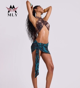 MLY produttori di costumi da bagno personalizzati da donna ha scavato abito lungo copricostume da <span class=keywords><strong>spiaggia</strong></span> stampato Sexy - Product Image 4
