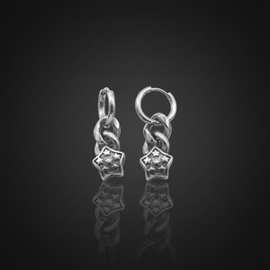 Pendientes de aro Huggie para hombre, de oro, acero inoxidable 316L, hipoalergénicos, con estrella grabada, estilo cubano, vintage, punk, regalo - Product Image 1