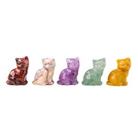 Animaux en cristal d'opale bleu en gros, figurines de chats en cristal pour la décoration de la maison et les enfants