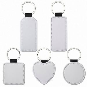 Porte-clés personnalisé en cuir PU blanc vierge pour sublimation, idéal pour les cadeaux promotionnels de festival, vente en gros, ornement suspendu décoratif - Product Image 1
