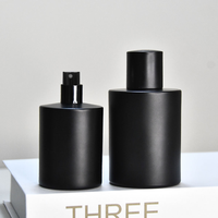 Flacon de parfum en verre noir mat de luxe, cylindrique, 30 ml, 50 ml, 100 ml, flacons vaporisateurs ronds à col serti, emballage cosmétique