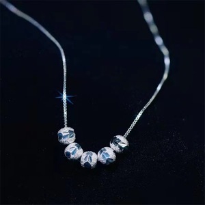 Five Blessings Necklace Korean Style 18K Gold Plated Ball Beads Geometric Design Everyday Wear Women's Clavicle Chain - Product Image 2
