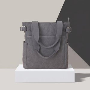 Sac fourre-tout en toile personnalisé avec fermeture éclair, impression intégrale, pliable, réutilisable, avec logo en relief pour la vente en gros et au détail - Product Image 4