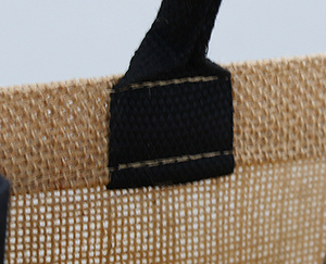 Sac en jute naturel noir avec logo personnalisé, sac de shopping en toile de jute, sac cadeau pour anniversaire, mariage, avec poignées solides - Product Image 6