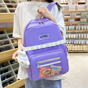 Guiyubag Pink <b>Backpack</b> 15 Inches <b>Lightweight</b> School Bag For Girls Campus Study <b>Backpack</b> With Zipper Pocket And Detachable Strap - Product Image 4