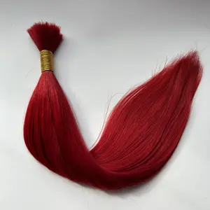 Best Quality Wholesale 12A Bulk 100% Human Hair Raw Virgin Unprocessed Bulk Hair Cuticle Aligned Hair Red Customized Color