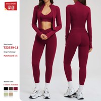 Ensemble de vêtements de sport pour femmes en trois pièces avec haut cardigan ajusté respirant pour le cyclisme et la course à pied en plein air - 2539