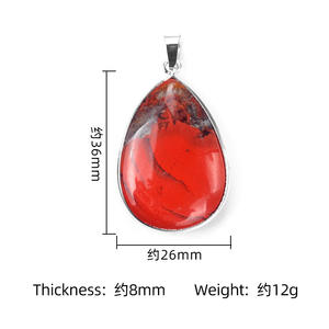 Perak piring Air bentuk tetesan air Cabochon kristal alami Batu Aventurine liontin untuk Kalung Mode Perhiasan untuk wanita - Product Image 5