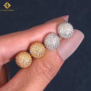 ZUANFA JEWELRY Moissanite Ball <b>Stud</b> Earrings 925 <b>Silver</b> 18K Gold Plated Micro Pave Round Brilliant Cut Luxury Unisex - Product Image 1