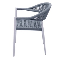 Ensemble de 5 chaises de salle à manger de jardin moderne, meubles de patio extérieur, table en aluminium et corde réglable en hauteur, 4 chaises