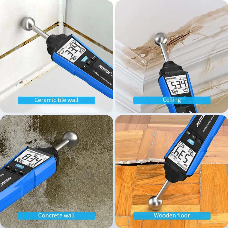 Digitaler sphärischer Feuchtigkeit tester blau Multifunktion ales LCD-Display Boden dielen wand Holz beton Nicht-invasiver Feuchtigkeit tester