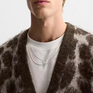 Personnalisé col en V Jacquard tricot Mohair Cardigan léopard Jacquard brossé moelleux tricot Cardigan <span class=keywords><strong>pull</strong></span> homme - Product Image 4