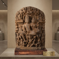 Sculpture de Shiva Ravananugraha du XIe siècle, Art de temple, Scène de bénédiction de Ravana, Réplique de musée, Décoration religieuse hindoue