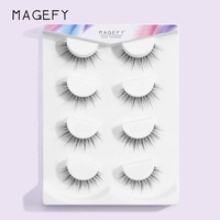 MAANGE label privé 4 paires de cils pleine bande vendeur naturel vaporeux doux bande transparente cils d'oeil de chat